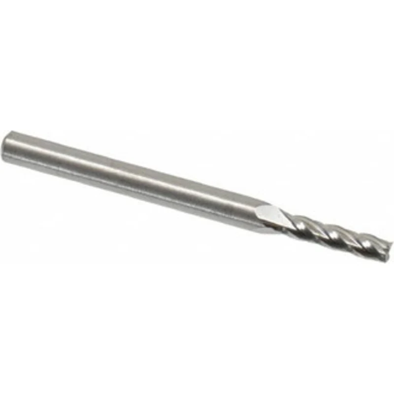 RobbJack 3/32, 3/8 LOC, 1/8 Shank Diam, 1-1/2 OAL, 4 Flute, Solid Carbide Square End Mill Single End, Uncoated, Spira...